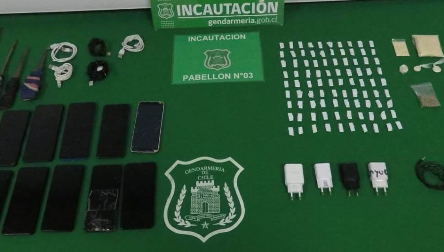 Decomisan celulares, drogas y armas blancas en 70 allanamientos realizados en cárceles de la región de Valparaíso durante mayo
