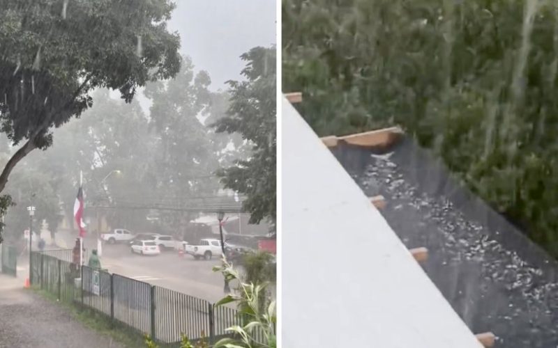 Fuerte granizada sorprendió a los vecinos de Olmué en medio del intenso temporal
